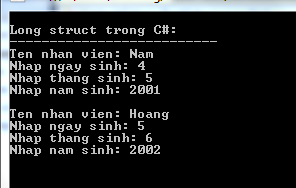 Lồng struct trong C#