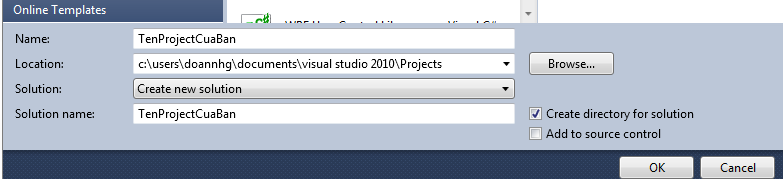 Đặt tên C# Project trong Visual Studio 2010 2010