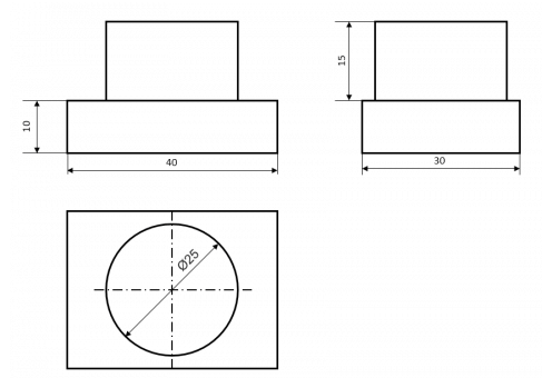Vẽ hình chiếu vuông góc của vật thể Hình O1.4 lên khổ giấy A4