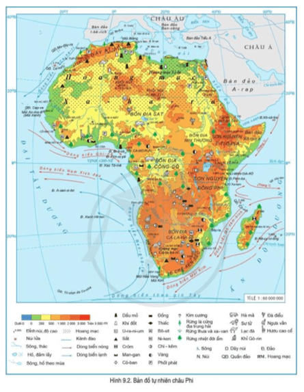 Đọc thông tin và quan sát hình 9.2, hãy nêu tên một số loài động vật địa phương của châu Phi