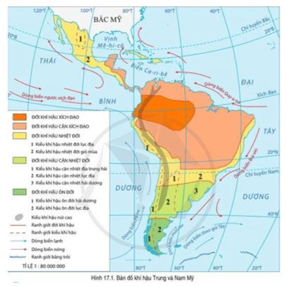 Đọc thông tin và quan sát hình 17.1, trình bày sự phân hóa của tự nhiên Trung và Nam Mỹ 
