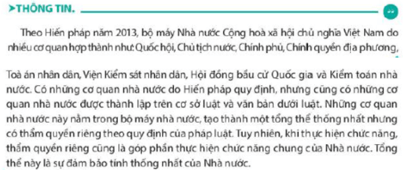 Tính thống nhất của bô máy Nhà nước Cộng hòa xã hội chủ nghĩa Việt Nam