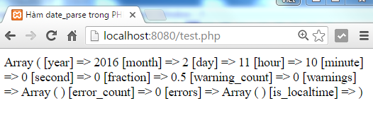 Hàm date_parse trong PHP