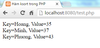 Hàm ksort trong PHP
