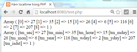 Hàm localtime trong PHP
