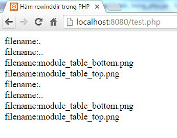 Hàm rewinddir trong PHP