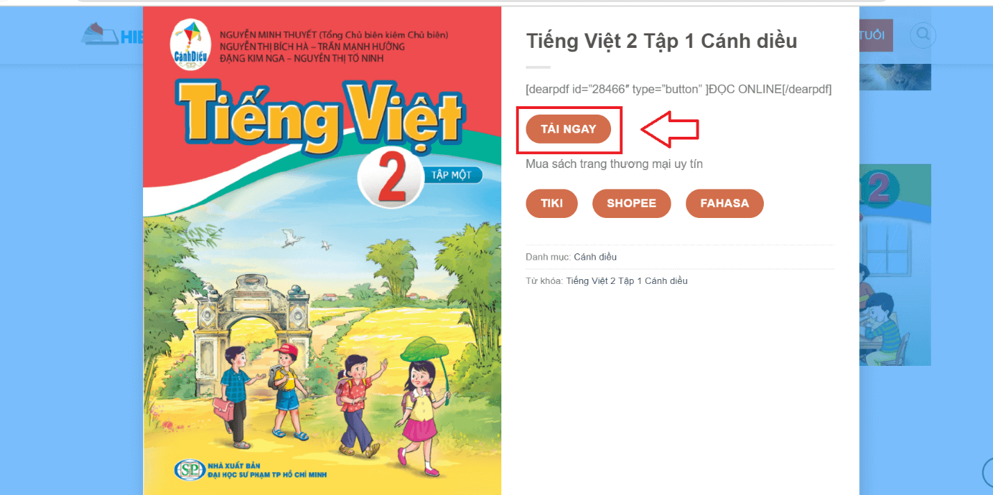Sách Tiếng Việt lớp 2 Cánh diều
