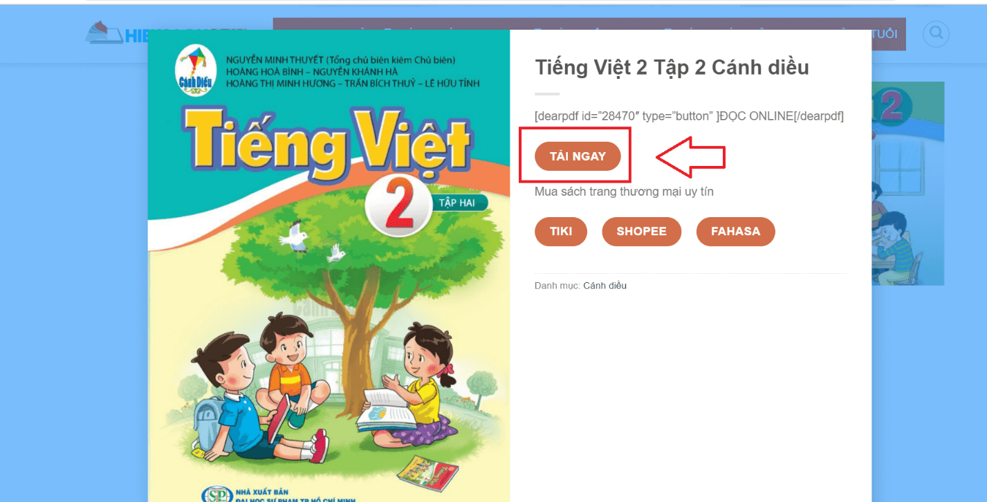 Sách Tiếng Việt lớp 2 Cánh diều