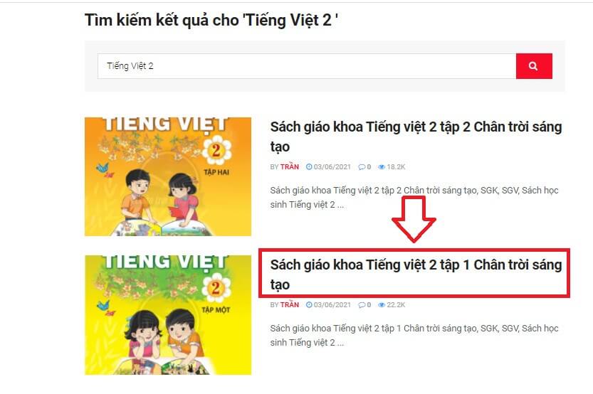 Sách Tiếng Việt lớp 2 Chân trời sáng tạo