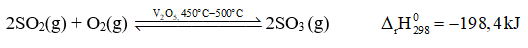 Nồng độ ban đầu của SO2 và O2 tương ứng là 4 M và 2 M