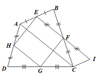 Cho tứ giác ABCD có E, F, G, H lần lượt là trung điểm của AB