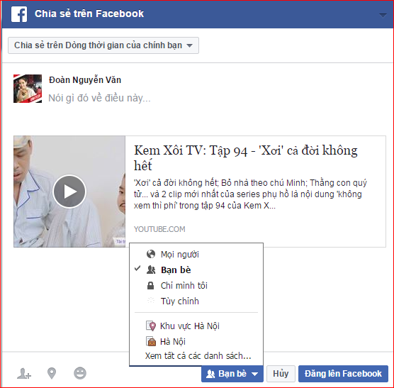 Cách chia sẻ video trên Facebook