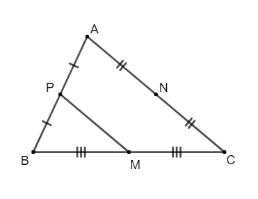 Cho tam giác ABC. Gọi M, N, P lần lượt là trung điểm của BC, CA, AB. Chứng minh vectơ PB + vectơ MC = vectơ AN