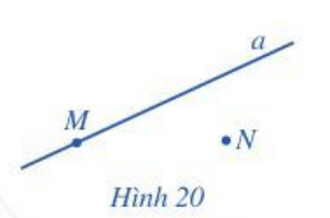 Quan sát Hình 20 và cho biết các điểm M, N thuộc hay không thuộc đường thẳng a