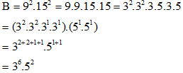 Hãy phân tích các số A, B ra thừa số nguyên tố: A = 4^2.6^3