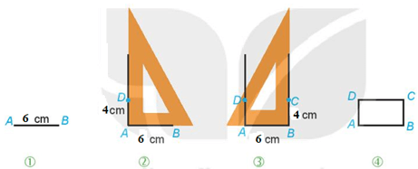 Vẽ hình chữ nhật có một cạnh dài 6 cm, một cạnh dài 4 cm