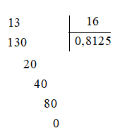 Viết mỗi phân số sau dưới dạng số thập phân hữu hạn: 13/16; -18/150