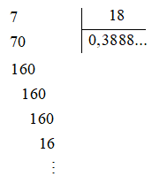 Viết mỗi phân số sau dưới dạng số thập phân vô hạn tuần hoàn (dùng dấu ngoặc để nhận rõ chu kì): 5/111; -7/18