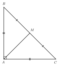 Cho tam giác ABC vuông cân tại A Gọi M là trung điểm của cạnh huyền BC 