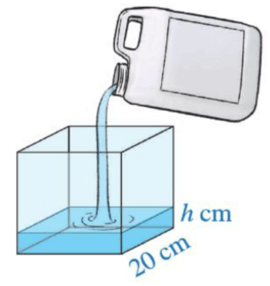 Người ta rót nước từ một can đựng 10 lít nước sang một bể rỗng có dạng hình lập phương