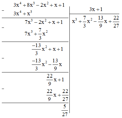 Tính: (6x^2 - 2x + 1) : (3x - 1)