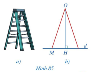 Hình 85b mô tả mặt cắt đứng của một chiếc thang chữ A (Hình 85a)