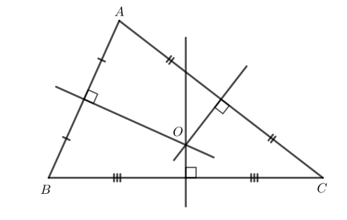 Vẽ ba tam giác nhọn, vuông, tù.a) Xác định điểm O cách đều ba đỉnh
