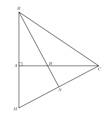 Cho tam giác ABC vuông tại A. Trên tia BA lấy điểm M sao cho BM = BC