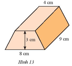 Tính thể tích hình lăng trụ đứng có đáy là hình thang cân với kích thước như Hình13