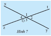 Cho hai đường thẳng xy và zt cắt nhau tại O (Hình 7)