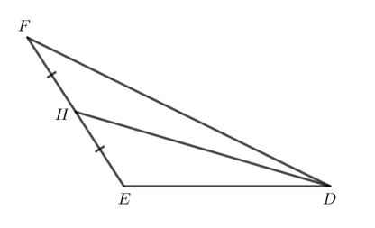 Vẽ đường trung tuyến DH của tam giác DEF