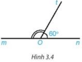 Viết tên hai góc kề bù trong Hình 3.4 và tính số đo góc mOt