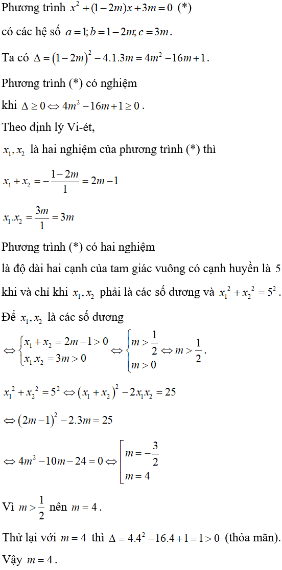 Cách giải phương trình bậc hai chứa tham số cực hay, có đáp án
