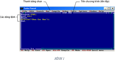Lý thuyết Tin học 8 Bài thực hành 1: Làm quen với Free Pascal
