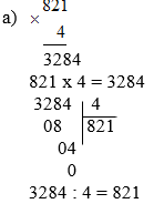 Đặt tính rồi tính 821 x 4, 3824 chia 4 | Để học tốt Toán 3