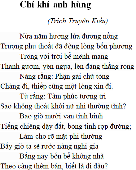 Chí khí anh hùng - nội dung, dàn ý phân tích, bố cục, tác giả | Ngữ văn lớp 10