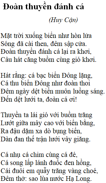 Bài thơ Đoàn thuyền đánh cá - nội dung, dàn ý, bố cục, tác giả | Ngữ văn lớp 9