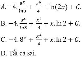 Cách tìm nguyên hàm của hàm số mũ, hàm số logarit cực hay - Toán lớp 12