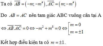 Tìm m để hàm số có 3 điểm cực trị tạo thành tam giác vuông (cực hay, có lời giải)