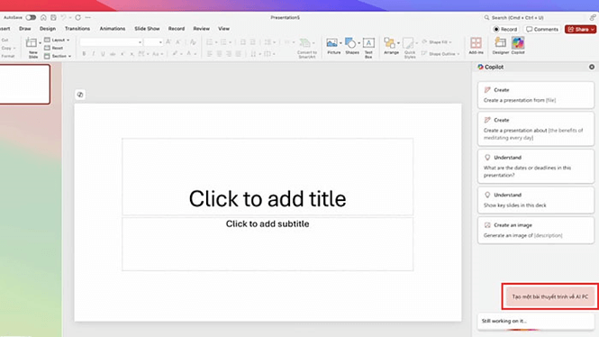 Cách tạo bài thuyết trình trên PowerPoint bằng Copilot