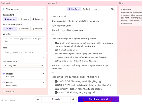 Cách tạo slide thuyết trình, bài giảng bằng Gamma AI