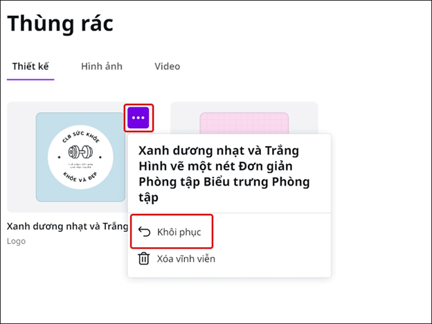 Hướng dẫn khôi phục các dự án đã xóa trên Canva