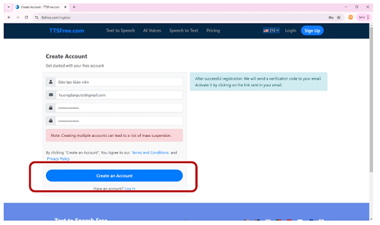 Hướng dẫn sử dụng TTS Free tạo văn bản thanh giọng nói