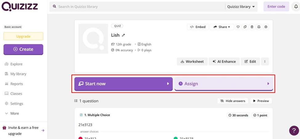 Hướng dẫn tạo bài luyện, ôn thi, kiểm tra định kì trên Quizizz