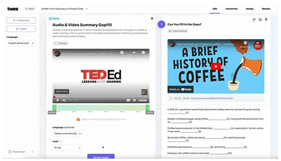 Hướng dẫn tạo bài tập từ video Youtube trên Twee