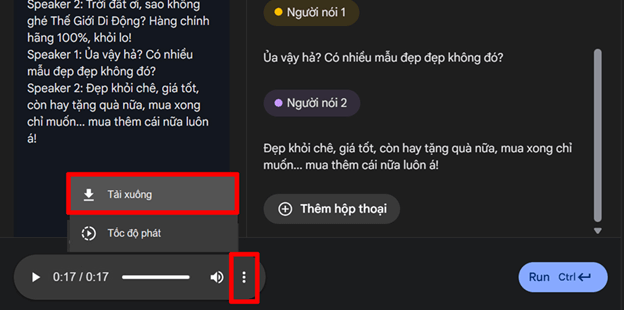 Hướng dẫn tạo giọng nói tiếng Việt cho 2 nhân vật trên Google AI Studio