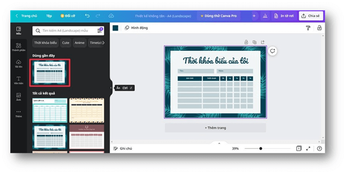Hướng dẫn thiết kế thời khóa biểu trên Canva