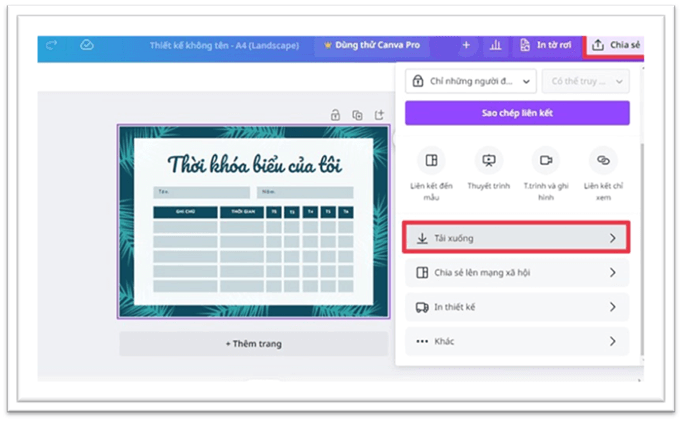 Hướng dẫn thiết kế thời khóa biểu trên Canva