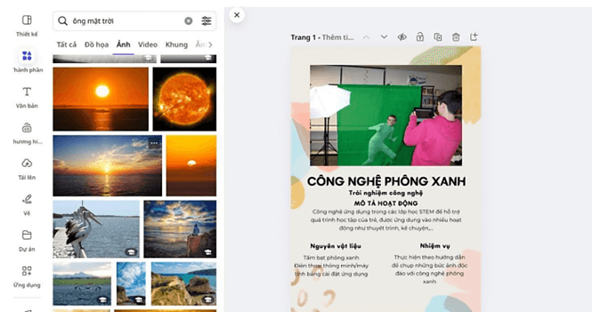 Hướng dẫn tìm kiếm các thành phần đơn lẻ trong một mẫu thiết kế trên Canva
