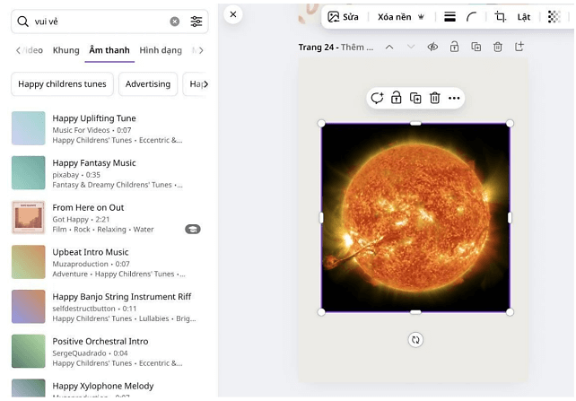 Hướng dẫn tìm kiếm các thành phần đơn lẻ trong một mẫu thiết kế trên Canva